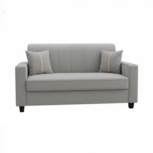 Image of FURNY Cosmos 5 Seater Fabric 3+2 Sofa Set (Light Grey Color) Premium Velvet Finish | Durable Comfort | Ideal for Living Room