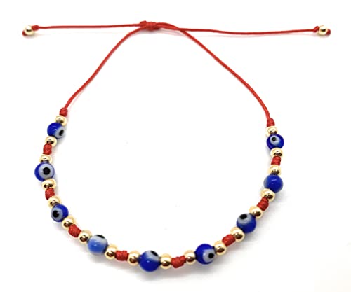 Image of Dainty Evil Eye Adjustable Unisex Bracelet Kabbalah Red String Amulet Nazar