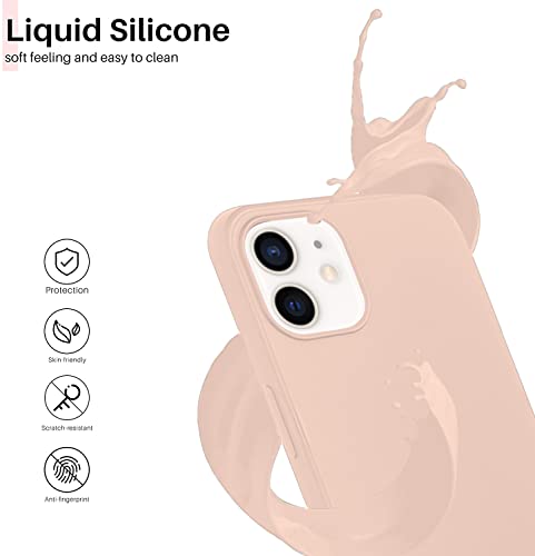 Image of DIZORO Microfiber Candy Case Compatible for iPhone 12 Mini 5.4 inch, Shockproof Slim Back Cover Liquid Silicone Case - Pink