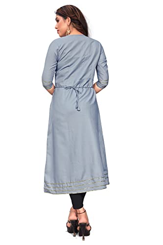 Image of Leriya Fashion Designer Slub Cotton Fully Stitched AnarklaiKurti for Women & Girls on Jeans Palazzo or Skirt
