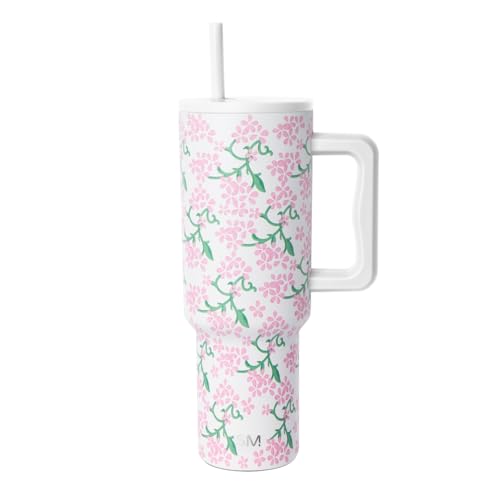 Image of Simple Modern Mother's Day 40 oz Trek Tumbler with Handle and Straw Lid | Cup Holder Friendly Insulated Stainless Steel Travel Mug | Spring Blossom