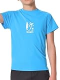 IHU Kinder UV Shirt UPF 50+ Jungen Badeshirt Kurzarm Rundhals Schwimmshirt Schnelltrocknende Badeanzug T-Shirt 2-18 Jahre