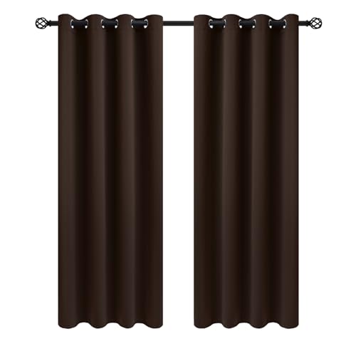 Image of COSVIYA Grommet Room Darkening Brown Curtains 84 inch Long for Bedroom | Light Blocking Insulated Thermal Curtains for Living Room, Blackout Thick Polyester Window Drapes,52x84 inches, 2 Panels