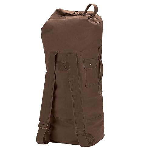 Rothco G.I. Style Canvas Double Strap Duffle Bag and Backpack – Top Loading Design for Ultimate Storage – Heavy-Duty Canvas Material – 89.6 Liter Capacity – Earth Brown