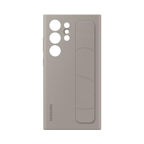 Image of Samsung Galaxy S24 Ultra Standing Grip Phone Case, Protective Silicone Case Cover with Hand Strap, Kickstand, Durable Design, Soft Touch, US Version, EF-GS928CUEGUS, Taupe