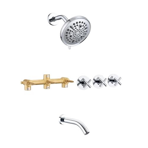 PROOX 3-Handle Shower Faucet Set with Rainfall Head