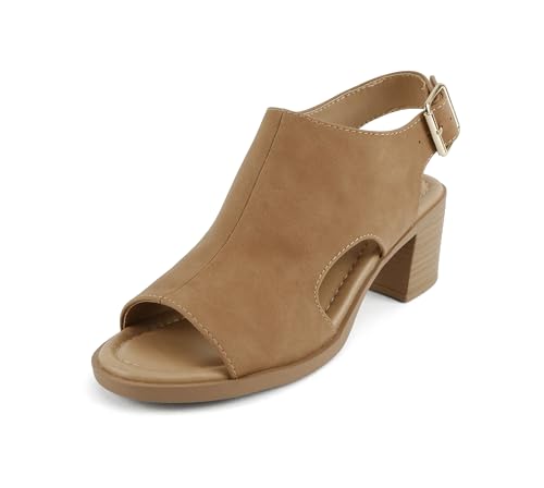 Image of CITYCLASSIFIED inchElect inch ~ Women's Peep Toe Laser Cut Geometric Caged Slingback Ankle Strap Low Stacked Heel Ankle Bootie