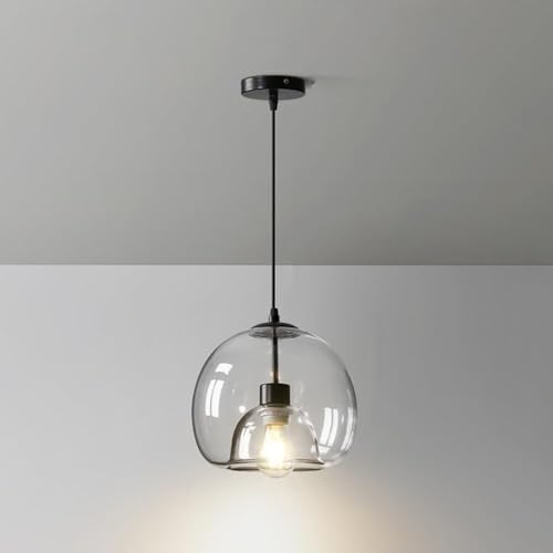 Lámpara colgante industrial de cristal E26 para techo de restaurante y mesita de noche