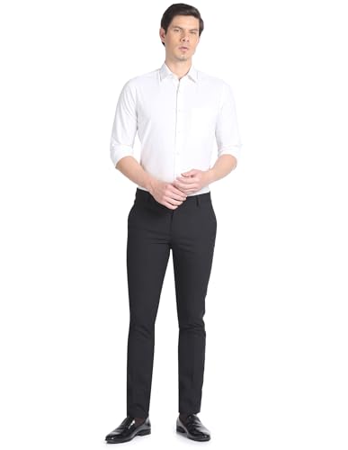 Image of Arrow Men's Structured Tailored Fit Polyester Formal Trouser Beige