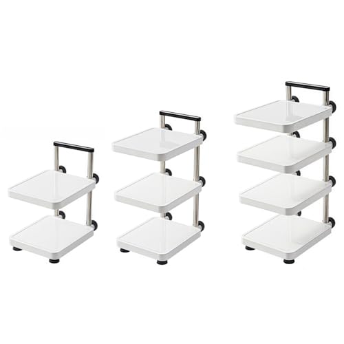 Opatiny Pot Storage Rack for Pans and Lids, Height Adjustable Kitchen Organizer, Fits Cabinet, White, 33x29.5x21cm to 52x29.5x21cm