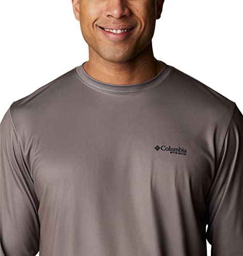Columbia Men's Phg Terminal Shot Letter Fill Long Sleeve, Iron/Black Duck Dog Print, X-Large #TOP3