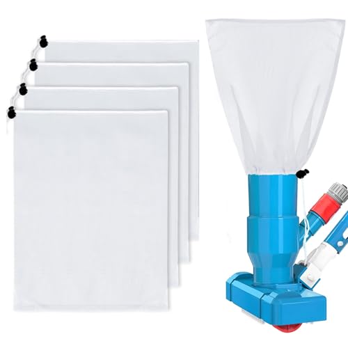 4 Pack XL Pool Vacuum Mesh Replacement Bags White 18.5 x 16.5