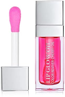 Duoffanny Lip Glow Oil Hydrating Moisturizing Plump Shiny Lip Oil Balm Tinted Lip Care with Big Brush Head Light Color Lip Gloss (#007 Raspberry)