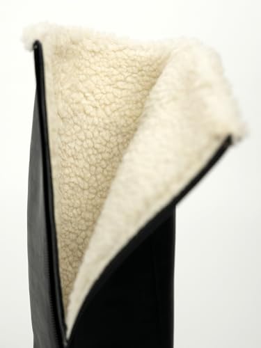 Image of Theater Women Huskies Knee-High Boots with Low Block Heel | Smooth PU Upper with Soft Fleece Lining | Comfortable Wear for Winter & Smart Casual Styling