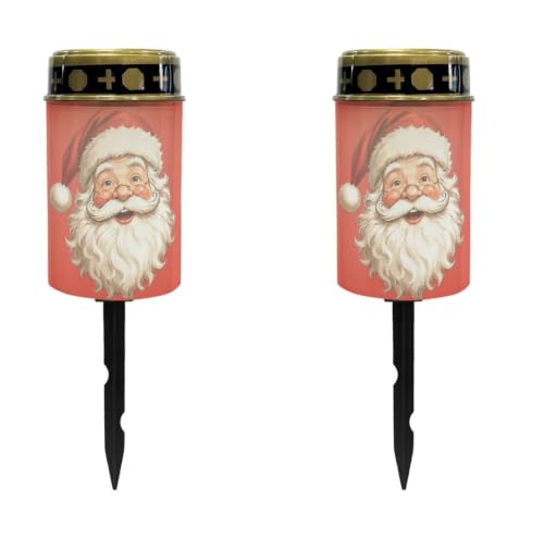 Image of Santa Claus Christmas Solar Light for Gravestone, 2 Pack