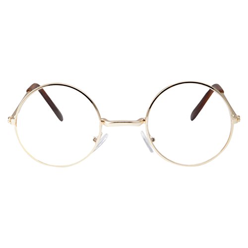 Grinderpunch Kids Size Non-Prescription Glasses Round Circle Frame Clear Lens Costume (Age 3-10) Gold #TOP2