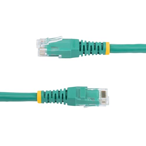 Image of StarTech 20ft CAT6 Ethernet Cable - Green CAT 6 Gigabit Ethernet Wire -250Mhz 100W PoE RJ45 UTP Molded Network Patch Cord with Strain Relief (C6PATCH20GN) | 250MHz bandwidth, Gold-plated RJ45, Patch Cable, Ethernet Cord, UTP Molded Network, Strain Relief, 10Gbps speeds