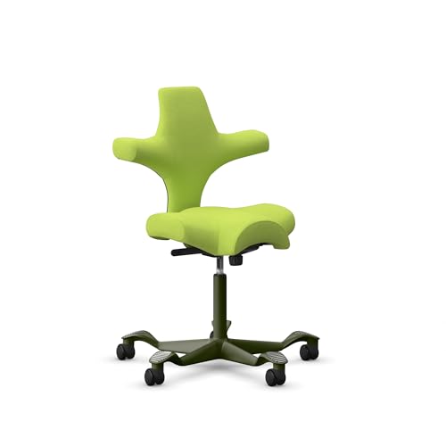 Image of HAG Capisco Sit to Stand Chair-Moss Green Frame-Upholstered Bright Green