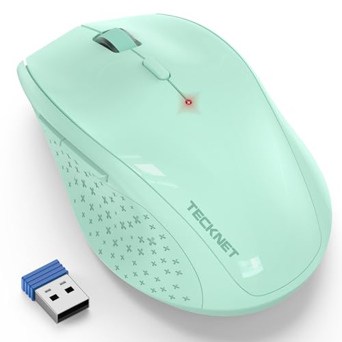 TECKNET Ratón Inalámbrico Silencioso, 4800DPI/ 6 Niveles Raton Ergonomico de 2.4G, 30 Meses Duración de Batería, Mouse Inalámbrico Óptico para Ordenador, PC, Mac