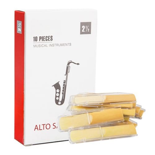 Alto Sax Reeds Strength 2.5, Eb Alto Saxophone Reeds &ndash; 10 Individually Wrapped Cane Reeds, French...