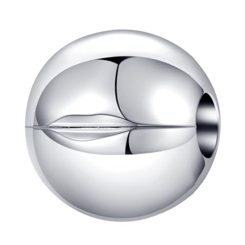 Sterling Silver Round Stopper Clip Charm Lock Spacer for Pandora Charms Bracelet (Silver)