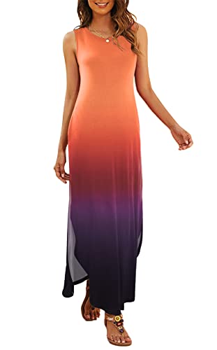 Image of Hount Women's Casual Summer Sleeveless Dress Loose Split Maxi Dresses with Pockets