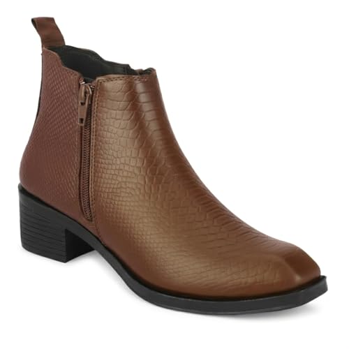 Image of Men's Chelsea Boots with Zipper closure | Croc Textured Leather | Cuban Heel | Italian Design | TPR Sole | Cushioned Insole