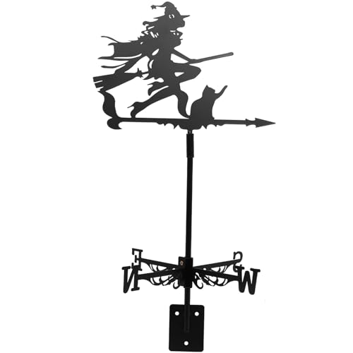 SUPVOX Wetterfahne „Hexe“ aus Edelstahl Europäischer Stil Dachdekoration mit Katzenmotiv Wetterbeständig und Dekorativ für Garten und Halloween SUPVOX Wetterfahne „Hexe“ aus Edelstahl Europäischer Stil Dachdekoration mit Katzenmotiv Wetterbeständig und Dekorativ für Garten und Halloween
