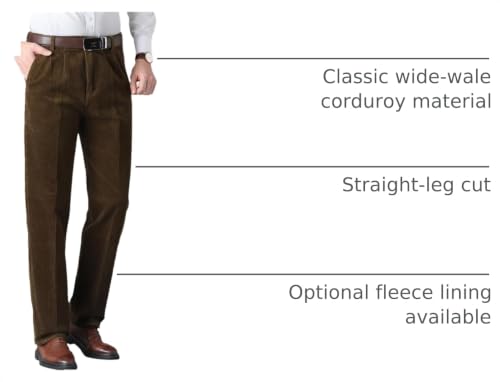 Image of SevenBoy Mens Corduroy Pants Classic Fit Dress Pants Straight Leg Slacks