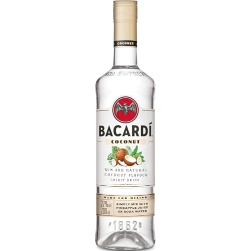 BACARDÍ Coconut, 27% ABV, 70cl / 700 ml, White Rum Blended with Real Coconut Essence, For Easy Tropical Cocktails and Mixing Piña Colada