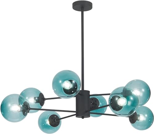 KCO Lighting Modern 8-Lights Blue Glass Sputnik Chandelier Mid-Century Matte