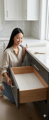 Image of Dribble Eva Shelf Liner Mat Mesh Pattern 45x125cm Roll, Non Slip Drawer & Cabinet Liner for Kitchen, Oilproof Washable Fridge Mat | Anti Skid Cupboard Wardrobe Multipurpose Mat (Cream)