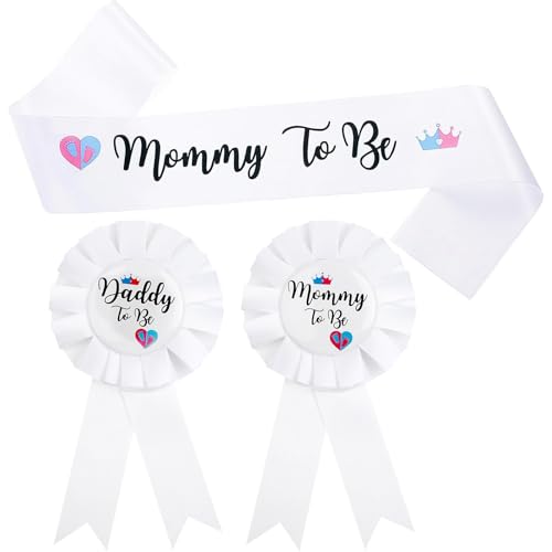Image of 3PCS Mommy and Daddy To Be Badges Pins, Gender Reveal Baby Shower Badge & Mommy and Daddy to Be Pins Badges Decorations for Pregnant Keepsake Gifts