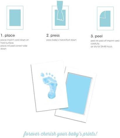 Pearhead Newborn Baby Handprint and Footprint Kit - No Mess Clean-Touch Ink Pad with Impression Cards, Baby Boy Keepsake, Perfect Keepsake for Family, Acid-Free, Blue