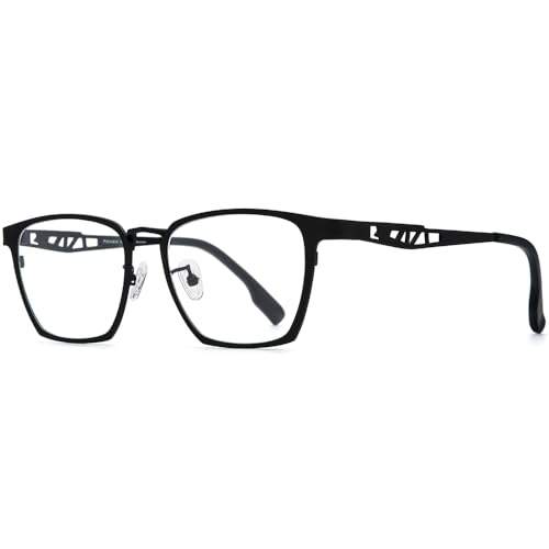 Image of FONEX Pure Titanium Glasses Frame Men Square Magnet Clip On Eyeglasses with Polarized Lens
