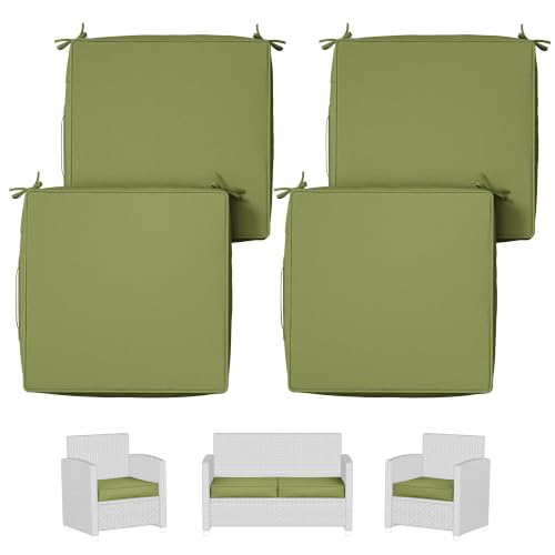 Snubbull 4 Set Outdoor Chair Cushions 22 X 22 X 4 Inches Patio Furniture Cushions Waterproof & Fade Resistant Outdoor Chair Seat Cushions for Patio Furniture with Handle & Adjustable Straps