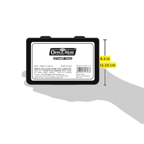 Image of Soni OfficeMate Medium Stamp Pad - Black | 108mm x 65mm | Crisp, Long-Lasting Impressions | Quick-Drying, Smudge-Free Ink | Durable & Refillable | Ideal for Office, Craft & DIY Projects | Pack of 10