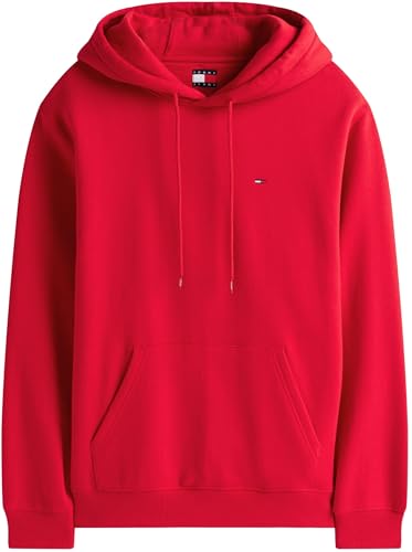 Tommy Jeans Herren Hoodie Regular Fit Flag Fleece mit Kapuze, Rot (Sapphire Red), XS – Ansicht 4