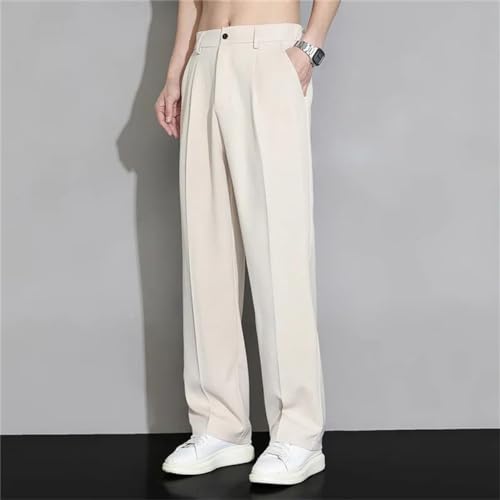 Summer Solid Straight Pants Man High Street Casual Zipper Pockets Button Loose Korean Style All-Match Trousers2