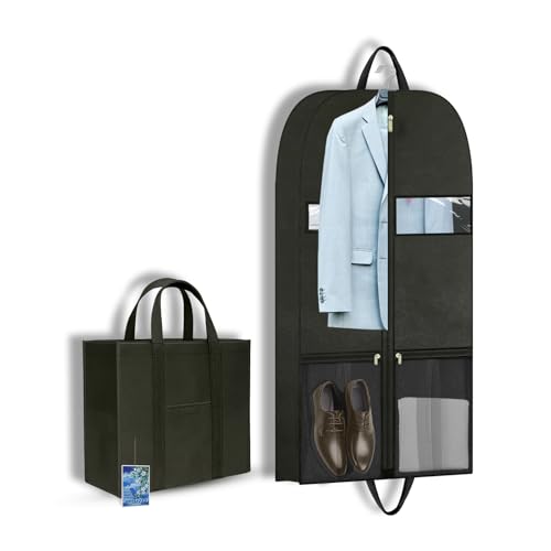 Housse Vetements à Suspendre, Housse de Protection pour Vêtement de voyage et de stockage avec zipHousse et poches,Sac à Costumes Respirant Pour...