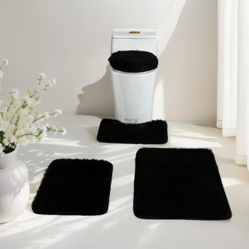 Bathroom Rug Set 4 Piece, Soft Absorbent Microfiber Bath Rug Set, Non-Slip, Machine Wash Dry, Plush...