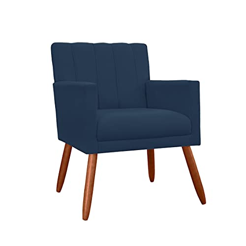 Kit 2 Poltronas Decorativa P/Recepção Cecília Suede Azul Marinho - DL DECOR