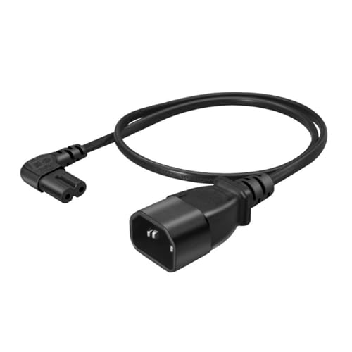 Hoite 90 Degree IEC 320 C14 To C7 Power Cable - Right Angle Female To Male Power Supply Extension Cord - 3 Pin To Figure 8 AC Conversion Cable (0.64M)