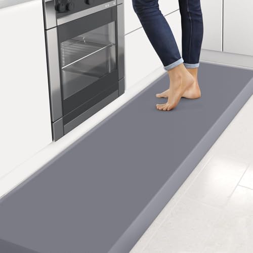 Image of 4 /5 Inch Thick Kitchen Mats for Floor, StepRite Kitchen Rug for Standing Desk, Non-Slip, Thicker, Stain & Water Resistant, Comfort Anti Fatigue Floor Mat for Home, Kitchen, Office - Grey,108 * 30''