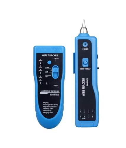 Comprobador de cables de red LAN Ethernet RJ11 RJ45 Cat5 Cat6 Rastreador de cables telefónicos Detector de tóner Buscador de líneas(Blauw)