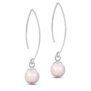 Sublimes Boucles d'Oreilles Pendantes Argentées avec Perles Rondes de Cristaux Swarovski®