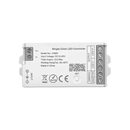 Variateur LED 2.4G C06W avec technologie Push Dimmable pour ruban unicolore