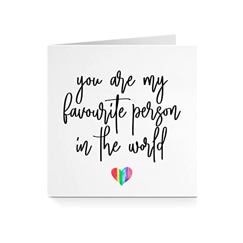 You Are My Favourite Personson In The World - Tarjeta de San Valentín con corazón de arco iris, para él, ella, pareja, marido, esposa, novio, novia, prometida, prometida,