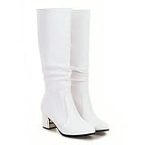 🌟🌟 Botas Planos Alto Top de Medieval Style para Mujer Botas Altas de tacón Alto de Cuero de Moda de Mujer Botas Altas de Invierno de Rodilla Chicas Mujer Moda Rodilla Alta con Cordones Botas de Lona Puro Blanco Negro Cremallera Botas de Danza Mujer Botas de Lluvia Cortas Festival Botas de Agua para Los Reyes Magos Botas Mujeres Caballero Zapatos Redondos Toe de Encaje Fino talón de Cuero Largo Tubo Ankle Botas Plataforma Botines tacón Altas Casual