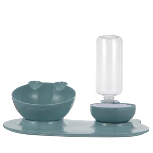 TOYZFRIENDY Dispensador Automático de Agua y Comedero para Gatos Cuenco Antivuelco de PP Seguro y Duradero Protector Cervical para Mascotas de Alimentación Azul